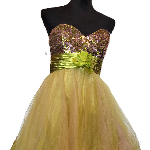 Let's Fashion Dresses Lets Fashion Golden Glitter Strapless